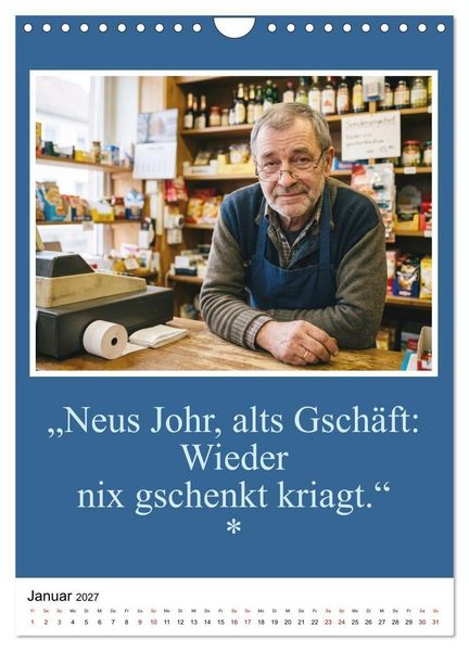 Produktbild: Schw&auml;bische Mundart - A Brezl ohne Salz isch wie a Dag ohne Bruddla (Wandkalender 2027 DIN A4 hoch), CALVENDO Monatskalender