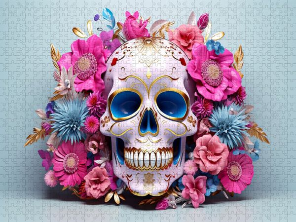 Produktbild: CALVENDO Puzzle Ein Motiv aus dem Kalender Skull Flower - Totenkopf ART | 1000 Teile Lege-Gr&ouml;&szlig;e 64x48cm Foto-Puzzle f&uuml;r gl&uuml;ckliche Stunden