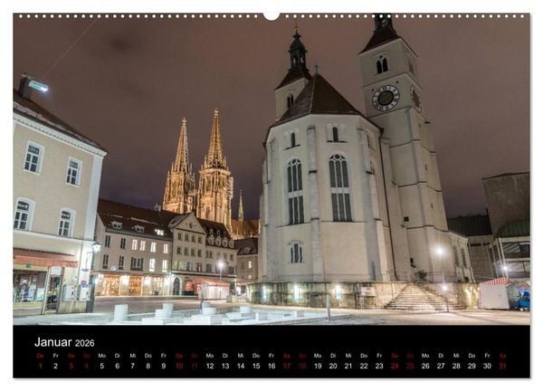 Produktbild: Regensburg bei Nacht (Wandkalender 2026 DIN A2 quer), CALVENDO Monatskalender