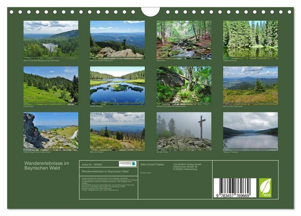 Produktbild: Wandererlebnisse im Bayrischen Wald (Wandkalender 2026 DIN A4 quer), CALVENDO Monatskalender