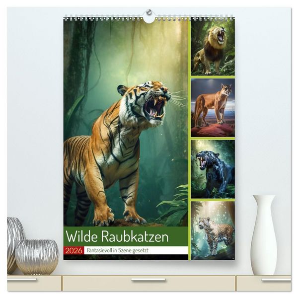 Produktbild: Wilde Raubkatzen (hochwertiger Premium Wandkalender 2026 DIN A2 hoch), Kunstdruck in Hochglanz