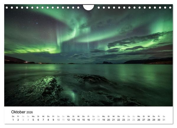 Produktbild: Nordlichter - Farbenspiel am arktischen Nachthimmel (Wandkalender 2026 DIN A4 quer), CALVENDO Monatskalender