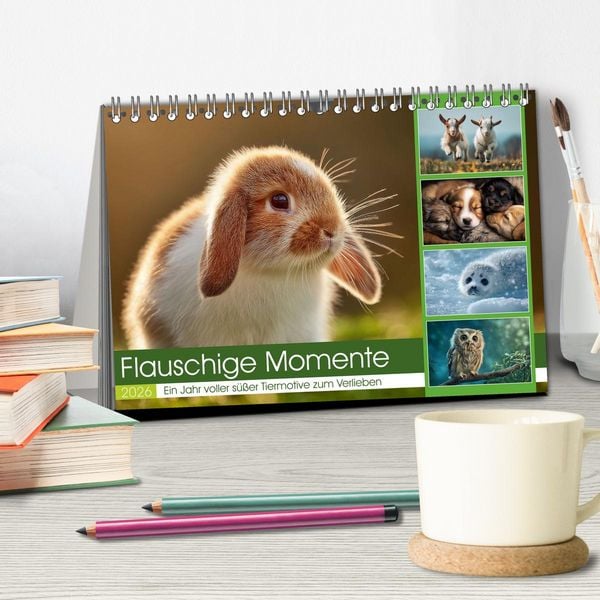 Produktbild: Flauschige Momente (Tischkalender 2026 DIN A5 quer), CALVENDO Monatskalender