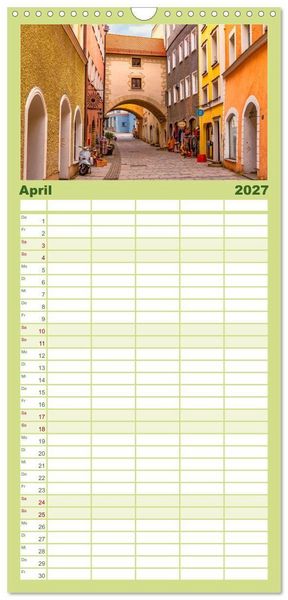 Produktbild: Familienplaner 2027 - Burghausen an der Salzach mit 5 Spalten (Wandkalender, 21 x 45 cm) CALVENDO