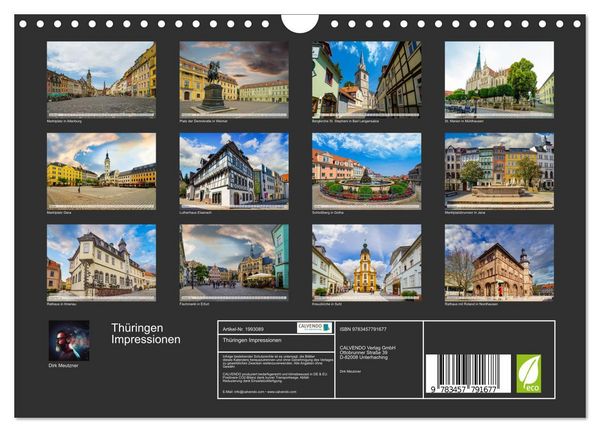 Produktbild: Th&uuml;ringen Impressionen (Wandkalender 2026 DIN A4 quer), CALVENDO Monatskalender