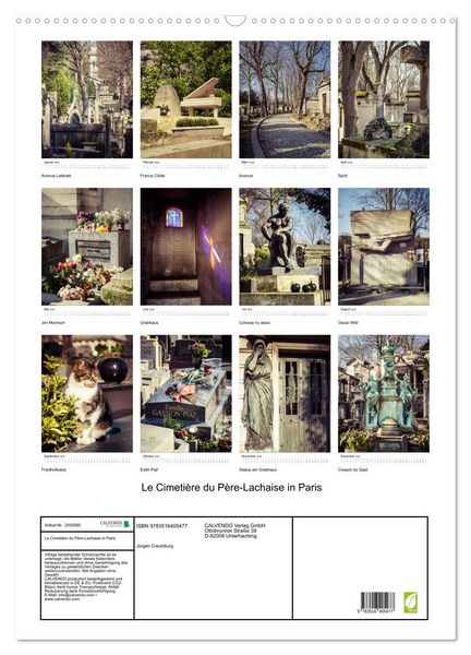 Produktbild: Le Cimeti&egrave;re du P&egrave;re-Lachaise in Paris (Wandkalender 2026 DIN A2 hoch), CALVENDO Monatskalender