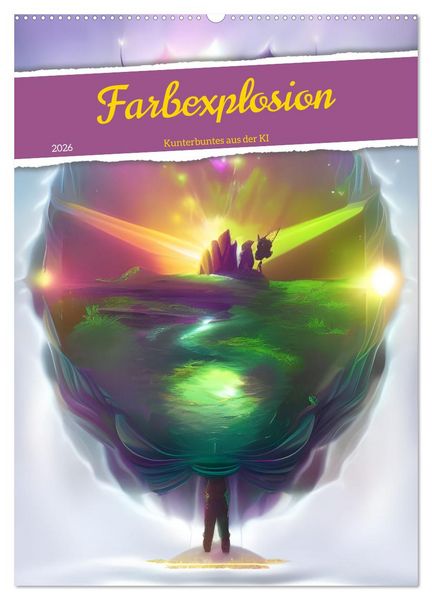 Farbexplosion - Kunterbuntes aus der KI (Wandkalender 2026 DIN A2 hoch), CALVENDO Monatskalender