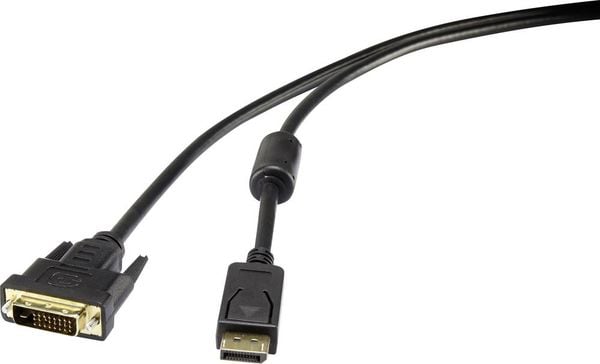 Renkforce DisplayPort / DVI Adapterkabel DisplayPort Stecker, DVI-D 24+1pol. Stecker 5.00m Schwarz RF-4212213schraubbar