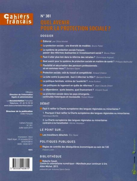 Produktbild: Cahiers Francais ; Quel Avenir Pour la Protection Sociale ?