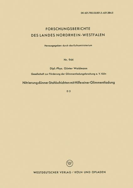 Produktbild: Nitrierung d&uuml;nner Stahlschichten mit Hilfe einer Glimmentladung
