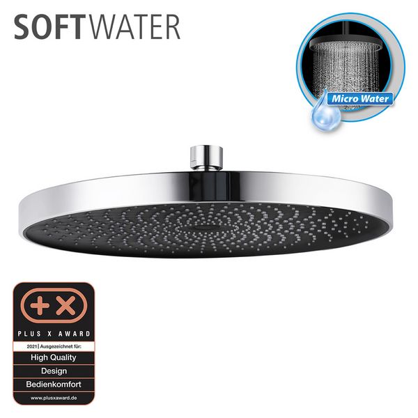 Produktbild: Duschkopf Mod. Softwater Chrom/Schwarz, &Oslash; 26 cm