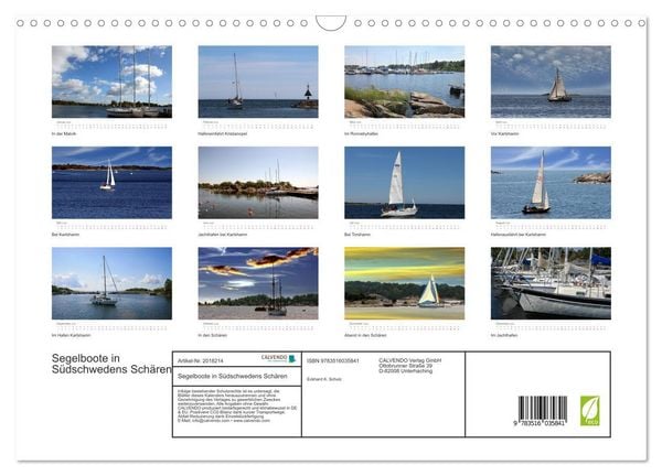 Produktbild: Segelboote in S&uuml;dschwedens Sch&auml;ren (Wandkalender 2026 DIN A3 quer), CALVENDO Monatskalender