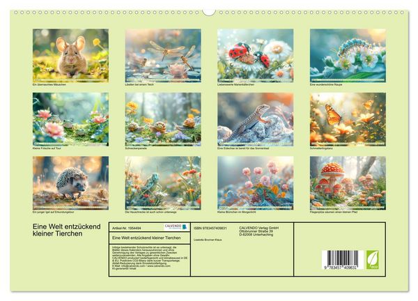 Produktbild: Eine Welt entz&uuml;ckend kleiner Tierchen (hochwertiger Premium Wandkalender 2026 DIN A2 quer), Kunstdruck in Hochglanz