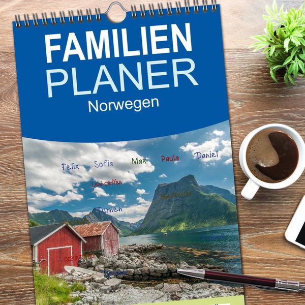 Produktbild: Familienplaner 2026 - Norwegen mit 5 Spalten (Wandkalender, 21 x 45 cm) CALVENDO