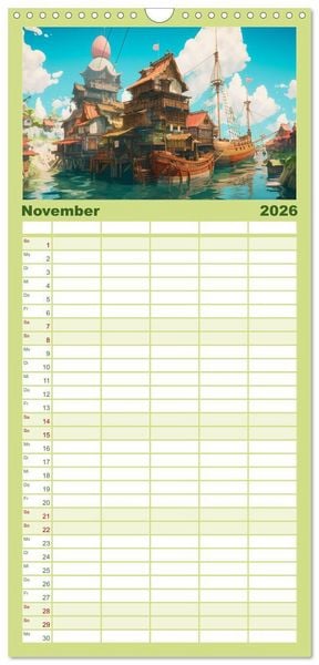Produktbild: Familienplaner 2026 - Zauberhafte Anime Welt mit 5 Spalten (Wandkalender, 21 x 45 cm) CALVENDO