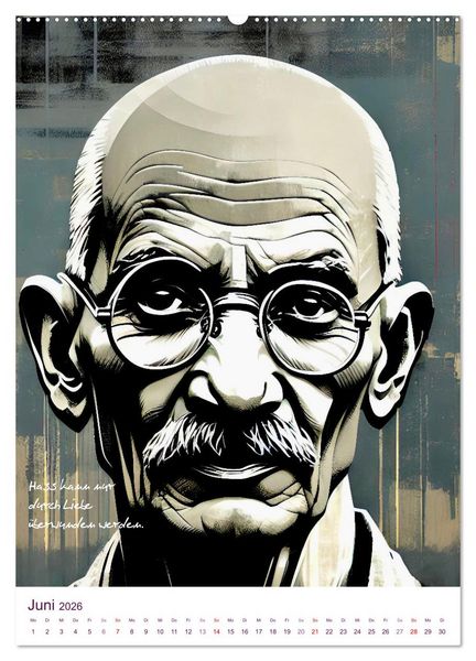 Produktbild: Mahatma Gandhi (Wandkalender 2026 DIN A2 hoch), CALVENDO Monatskalender