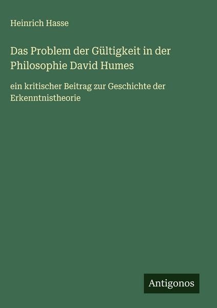 Produktbild: Das Problem der G&uuml;ltigkeit in der Philosophie David Humes