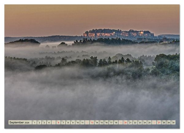 Produktbild: Die Festung K&ouml;nigstein im Licht der vier Jahreszeiten (Wandkalender 2026 DIN A3 quer), CALVENDO Monatskalender