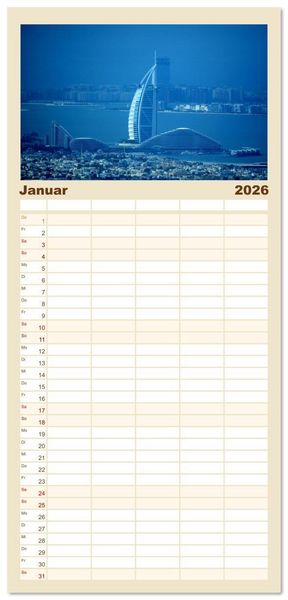 Produktbild: Familienplaner 2026 - Dubai, die Stadt der Superlative. mit 5 Spalten (Wandkalender, 21 x 45 cm) CALVENDO