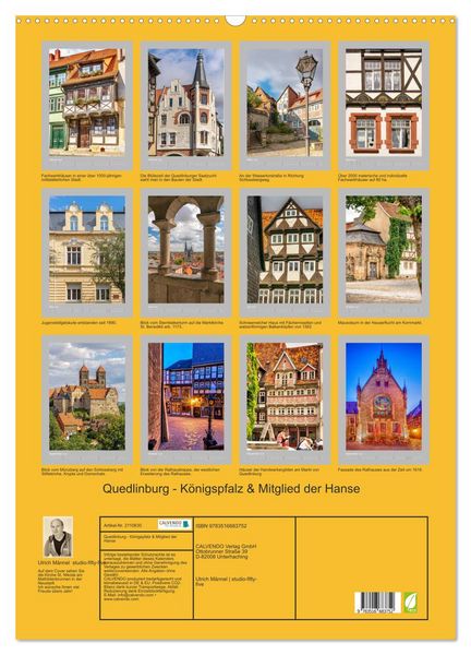 Produktbild: Quedlinburg - K&ouml;nigspfalz & Mitglied der Hanse (Wandkalender 2026 DIN A2 hoch), CALVENDO Monatskalender