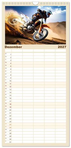 Produktbild: Familienplaner 2027 - W&uuml;stenabenteuer - Spektakul&auml;re Moto-Rallys mit 5 Spalten (Wandkalender, 21 x 45 cm) CALVENDO