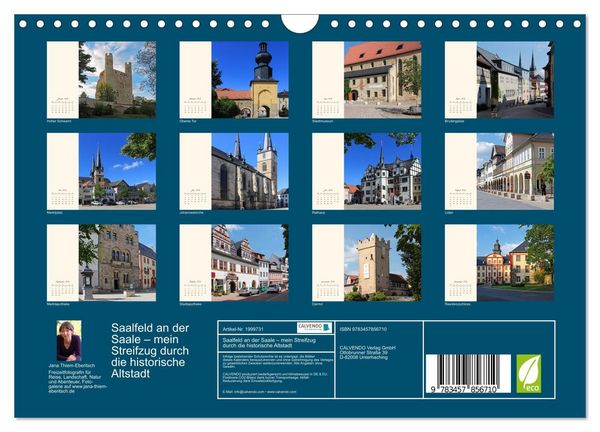 Produktbild: Saalfeld an der Saale &ndash; mein Streifzug durch die historische Altstadt (Wandkalender 2026 DIN A4 quer), CALVENDO Monatskalender
