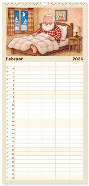 Produktbild: Familienplaner 2026 - Was macht der Weihnachtsmann? mit 5 Spalten (Wandkalender, 21 x 45 cm) CALVENDO