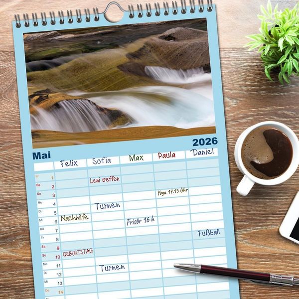 Produktbild: Familienplaner 2026 - Farben und Formen der Verzasca mit 5 Spalten (Wandkalender, 21 x 45 cm) CALVENDO
