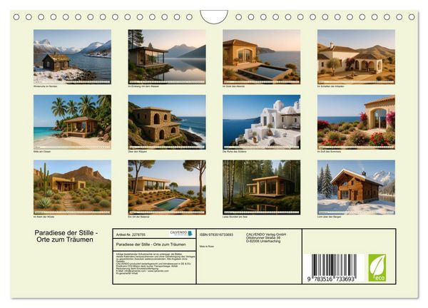 Produktbild: Paradiese der Stille - Orte zum Tr&auml;umen (Wandkalender 2026 DIN A4 quer), CALVENDO Monatskalender