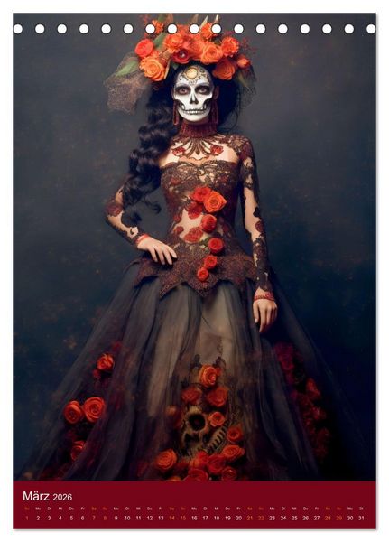 Produktbild: Dia de Muertos Kreative Portr&auml;ts in Festanlehnung (Tischkalender 2026 DIN A5 hoch), CALVENDO Monatskalender