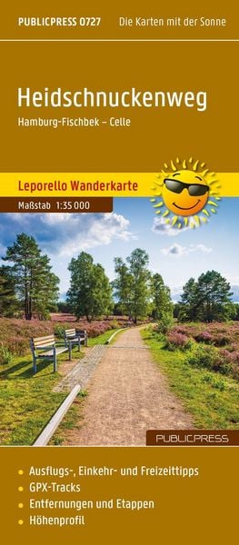 Produktbild: Publicpress Leporello Wanderkarte Heidschnuckenweg 1:35.000