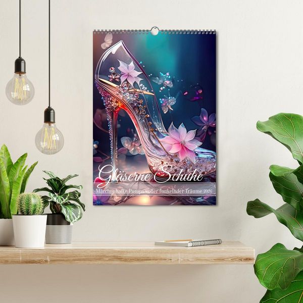 Produktbild: Gl&auml;serne Schuhe - M&auml;rchenhafte Pumps voller funkelnder Tr&auml;ume (Wandkalender 2026 DIN A3 hoch), CALVENDO Monatskalender