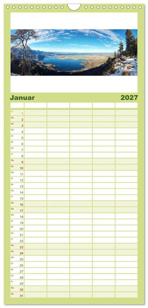 Produktbild: Familienplaner 2027 - Walchensee Panorama mit 5 Spalten (Wandkalender, 21 x 45 cm) CALVENDO