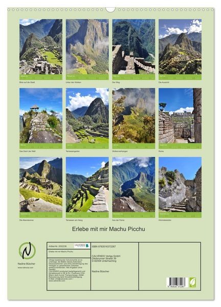 Produktbild: Erlebe mit mir Machu Picchu (Wandkalender 2026 DIN A2 hoch), CALVENDO Monatskalender