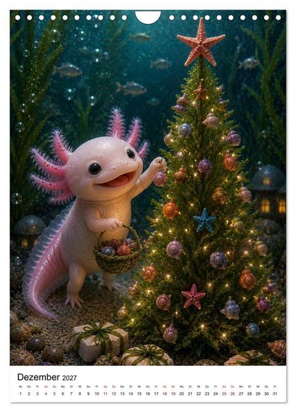 Produktbild: Axolotl durchs ganze Jahr (Wandkalender 2027 DIN A4 hoch), CALVENDO Monatskalender