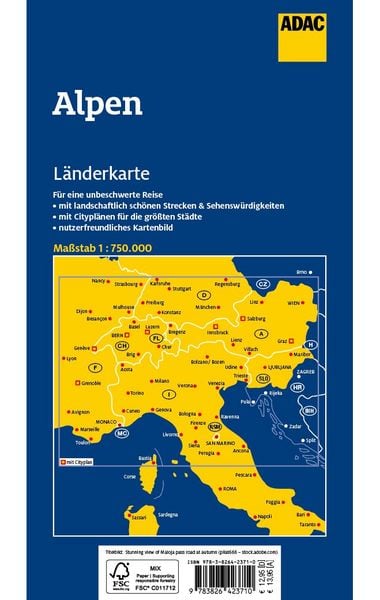 Produktbild: ADAC L&auml;nderkarte Alpen 1:750.000