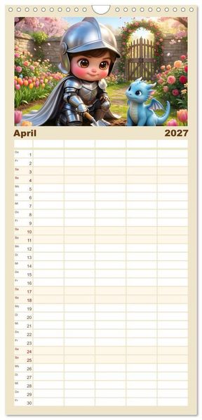 Produktbild: Familienplaner 2027 - Kleiner Ritter - Jahresreise mit 5 Spalten (Wandkalender, 21 x 45 cm) CALVENDO