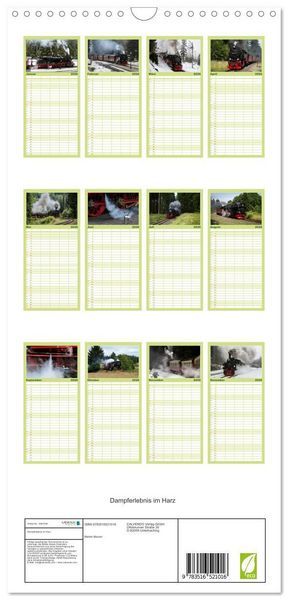 Produktbild: Familienplaner 2026 - Dampferlebnis im Harz mit 5 Spalten (Wandkalender, 21 x 45 cm) CALVENDO