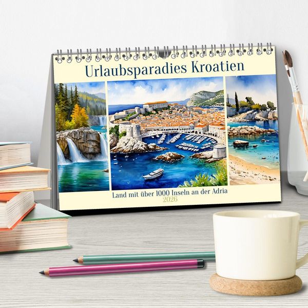 Produktbild: Urlaubsparadies Kroatien (Tischkalender 2026 DIN A5 quer), CALVENDO Monatskalender