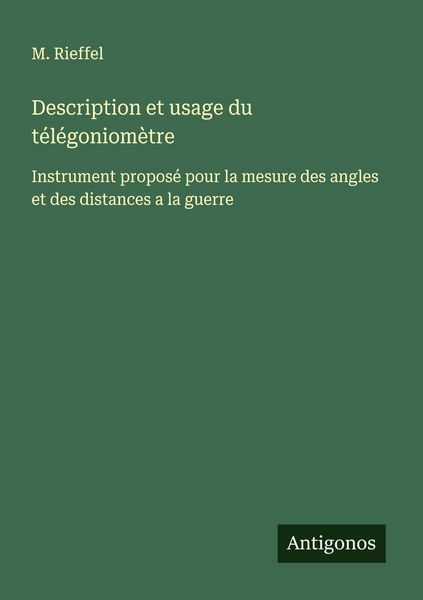 Produktbild: Description et usage du t&eacute;l&eacute;goniom&egrave;tre