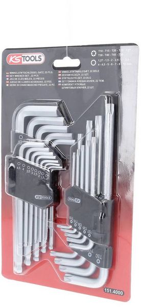 Produktbild: KS Tools TX Winkelschraubendreher-Set 1.27 mm, 1.5 mm, 2 mm, 2.5 mm, 3 mm, 3.5 mm, 4 mm, 4.5 mm, 5 mm, 6 mm, 7 mm, 8 mm, 10mm
