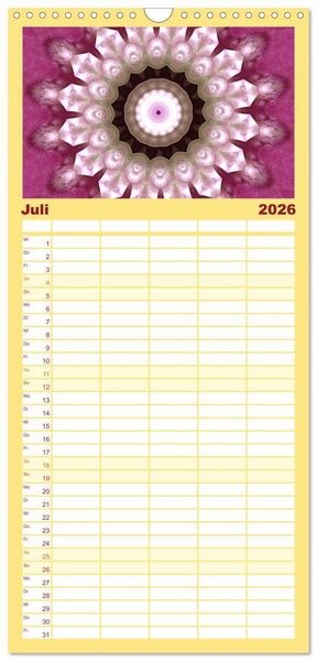 Produktbild: Familienplaner 2026 - Mandala Tr&auml;ume mit 5 Spalten (Wandkalender, 21 x 45 cm) CALVENDO
