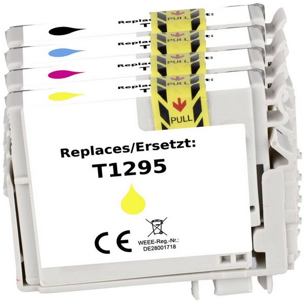 Produktbild: Renkforce Druckerpatrone ersetzt Epson T1295, T1291, T1292, T1293, T1294 Kompatibel Kombi-Pack Schwarz, Cyan, Magenta, Gelb RF-5718864