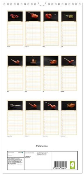 Produktbild: Familienplaner 2027 - Pfeifenwelten mit 5 Spalten (Wandkalender, 21 x 45 cm) CALVENDO