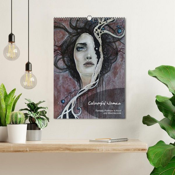 Produktbild: Colourful Women - Fantasy-Frauenportraits in Acryl und Mischtechnik (Wandkalender 2026 DIN A3 hoch), CALVENDO Monatskalender