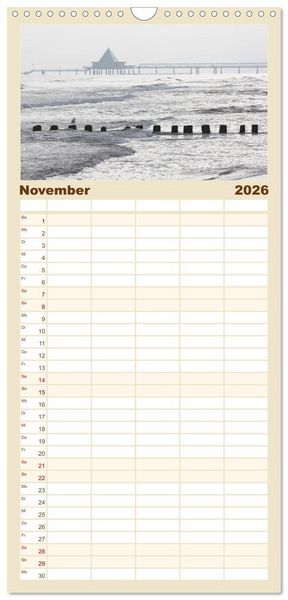 Produktbild: Familienplaner 2026 - Die Seeb&auml;der 2026 mit 5 Spalten (Wandkalender, 21 x 45 cm) CALVENDO