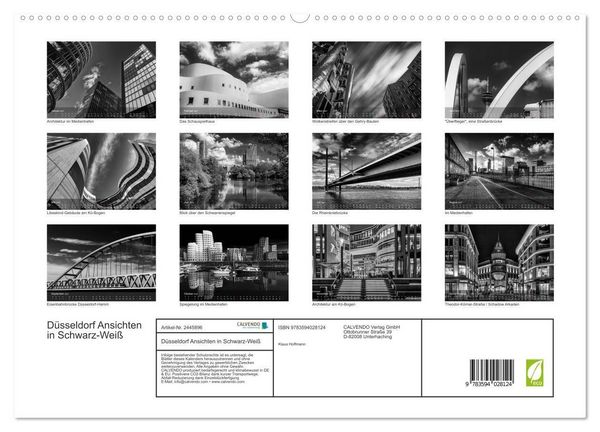 Produktbild: D&uuml;sseldorf Ansichten in Schwarz-Wei&szlig; (hochwertiger Premium Wandkalender 2027 DIN A2 quer), Kunstdruck in Hochglanz