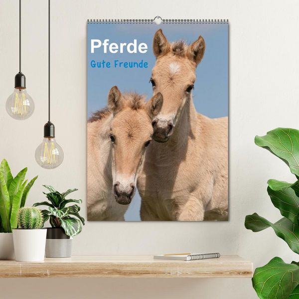 Produktbild: Pferde Gute Freunde (Wandkalender 2026 DIN A2 hoch), CALVENDO Monatskalender