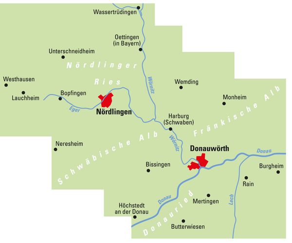 Produktbild: ADFC-Regionalkarte Donau-Ries, 1:50.000, mit Tagestourenvorschlägen, reiß- und wetterfest, E-Bike-geeignet, GPS-Tracks Download