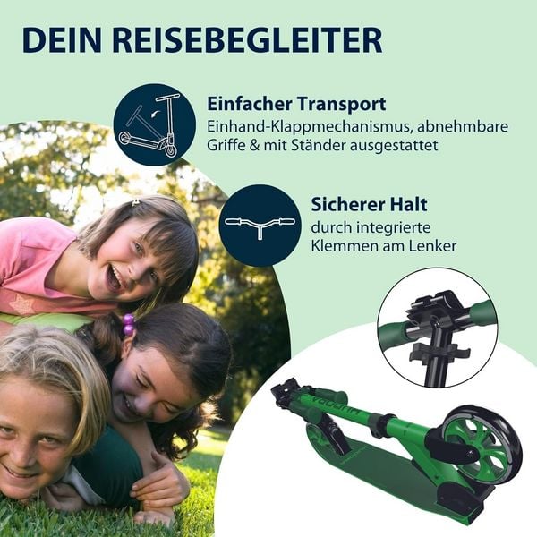 Produktbild: HUDORA 14470 - Scooter Up 145 Junior, pine/grass gr&uuml;n, Alu-Cityroller ab 3 Jahren